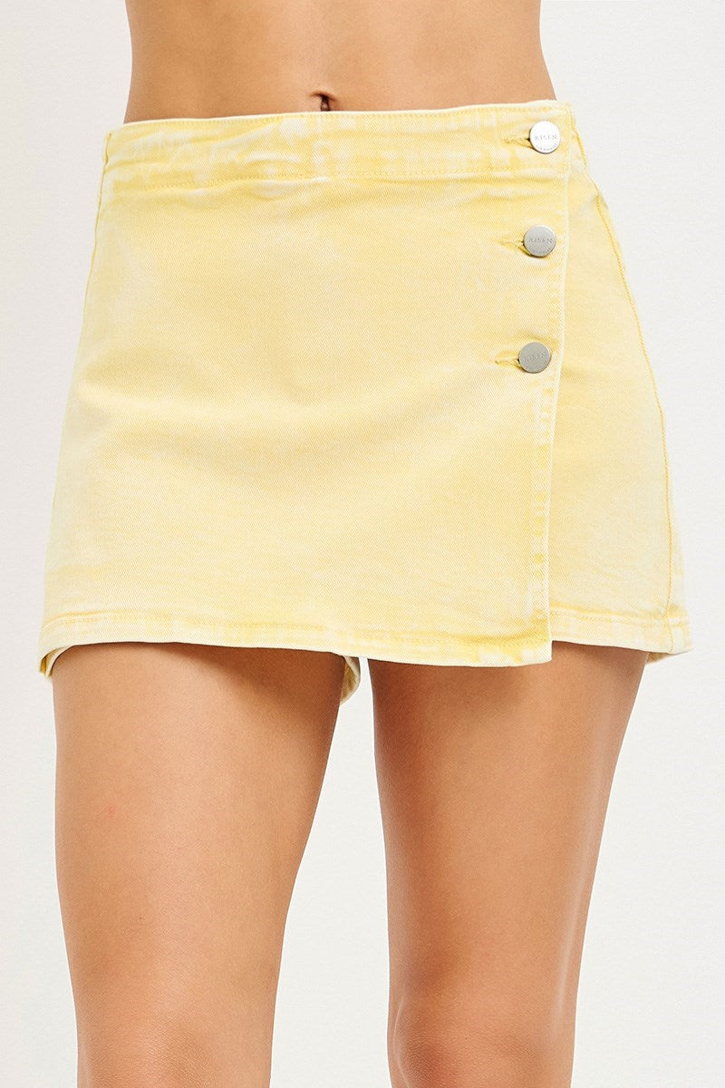 High Rise Button Down Skort/Banana