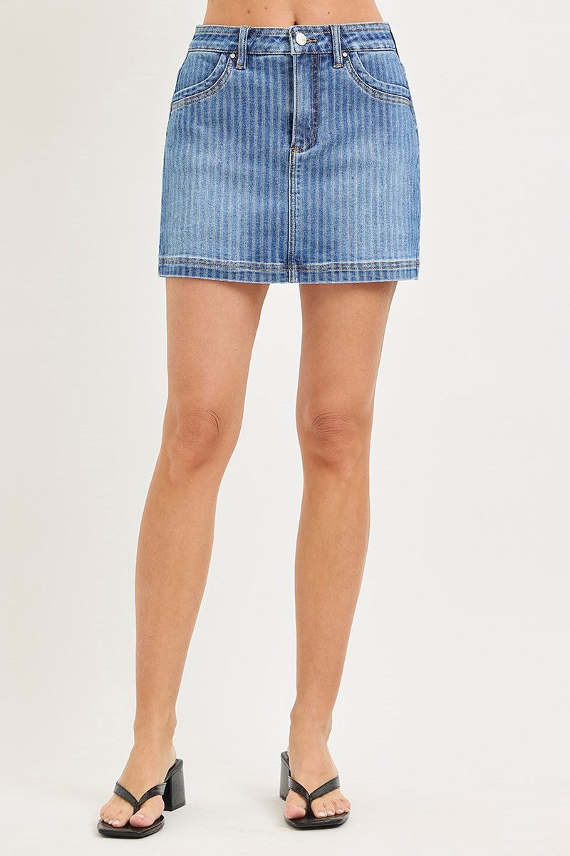 High Rise Stripe Mini Skort