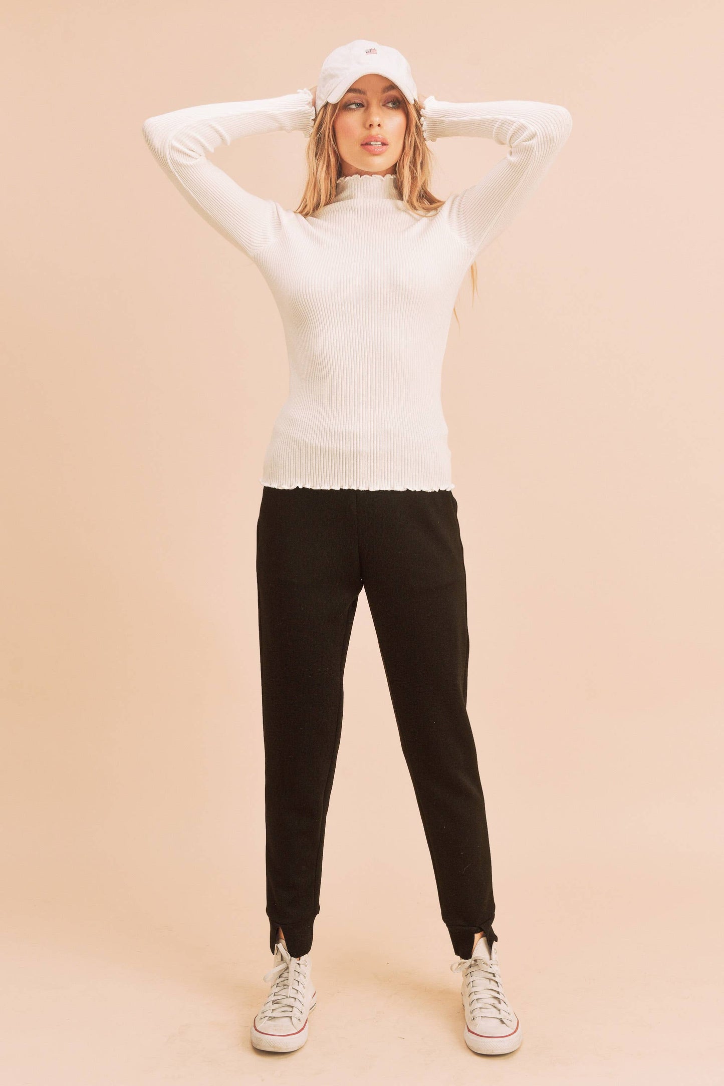 Mock Neck Marcey/White