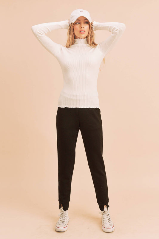 Mock Neck Marcey/White