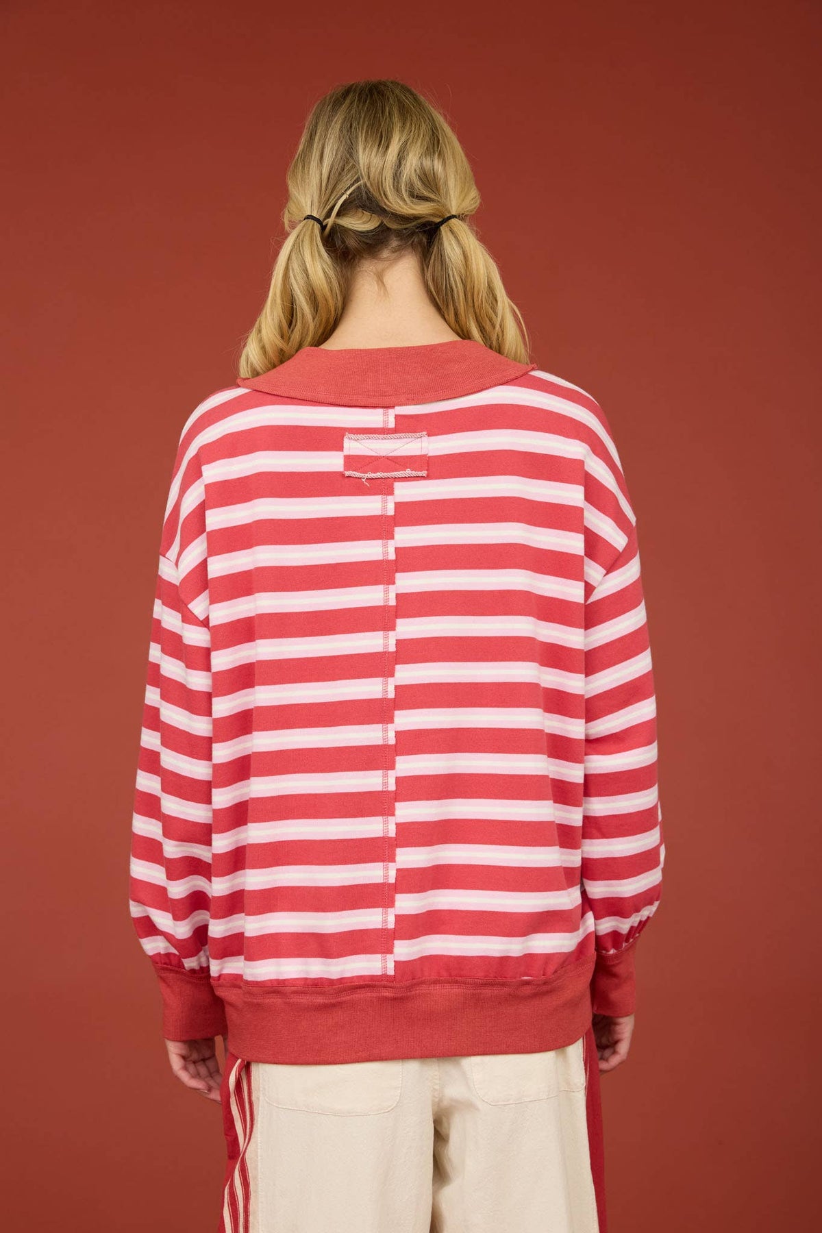 Mono Chrome Stripe Top/Red