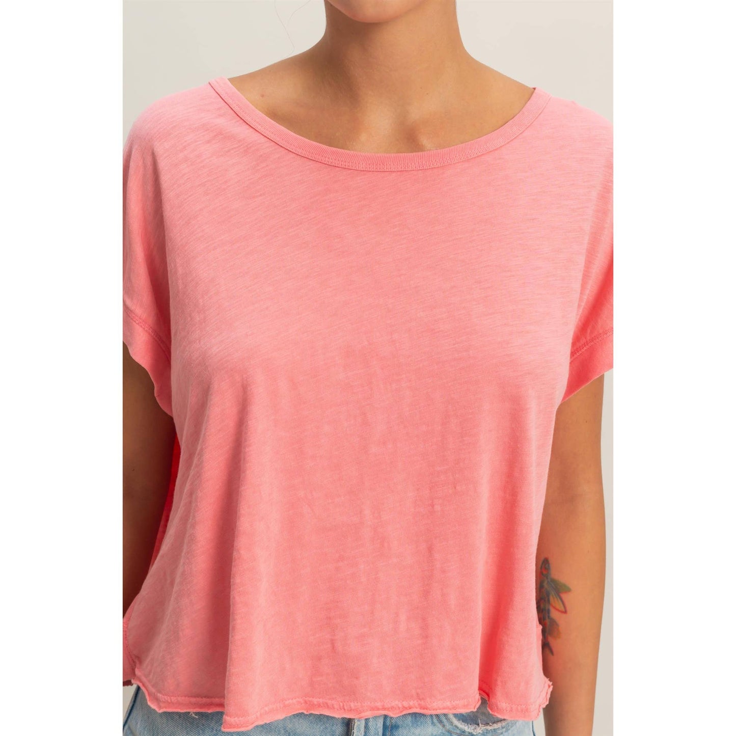 Cross Detail Open Back Top/taffy pink