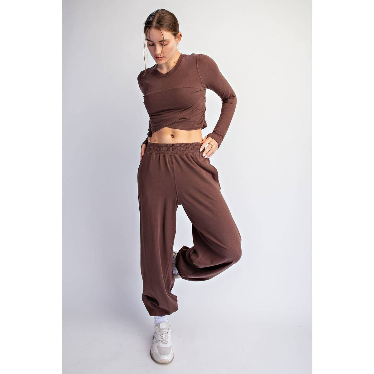 CROSSOVER LONG SLEEVE SET/Mocha