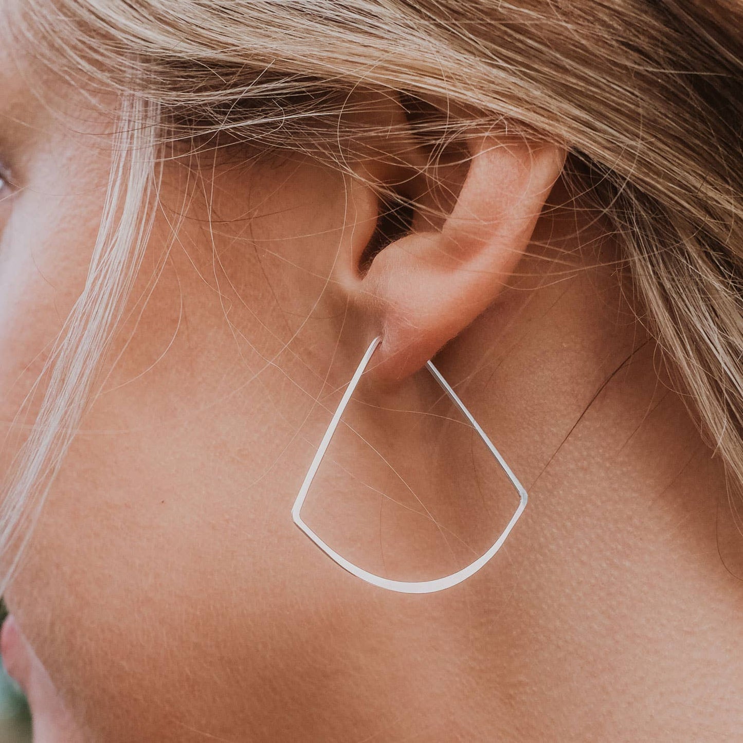 Minimal Hoop Earrings: FAN | sterling silver or gold filled: Sterling Silver