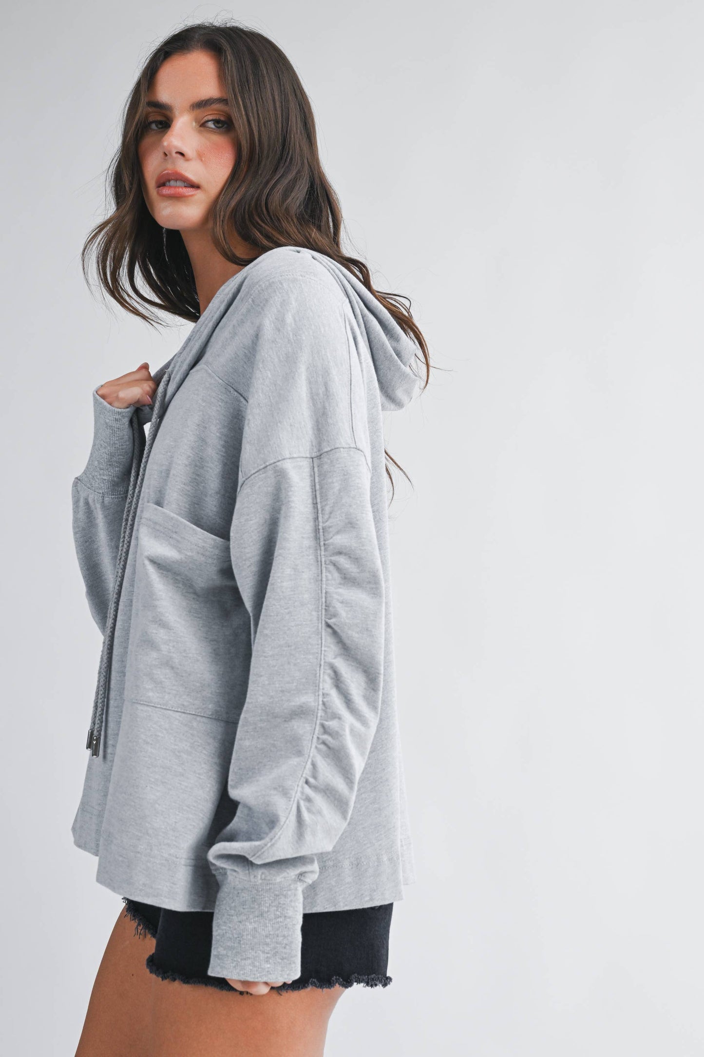 Relaxed Pocket Hoodie/Heather Gray
