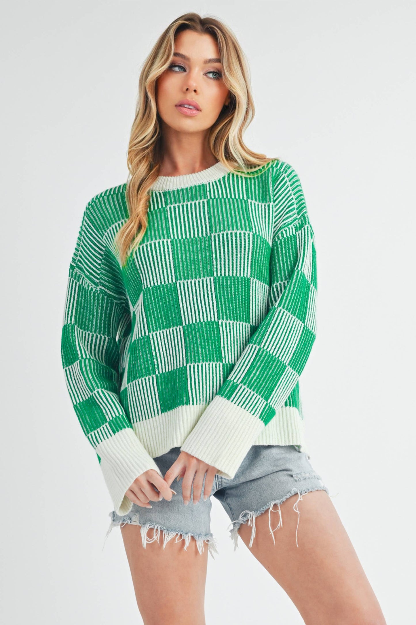 Catalina Check Sweater/Green
