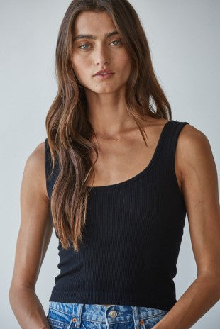 Seamless Ribbed Tank/Blk