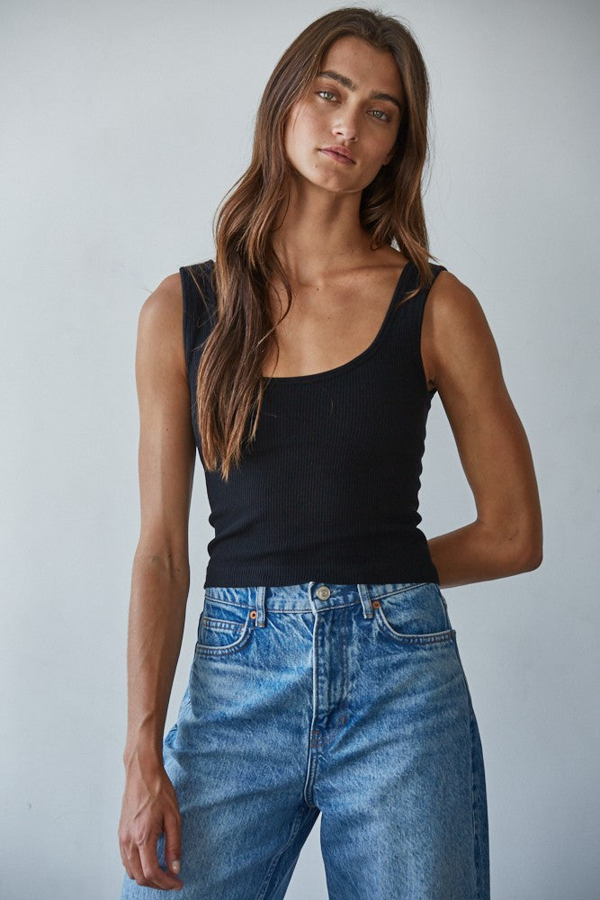 Seamless Ribbed Tank/Blk