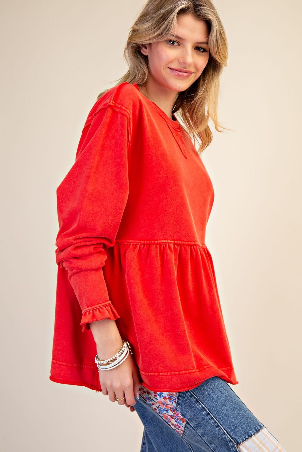 Boho Red Knit Pullover