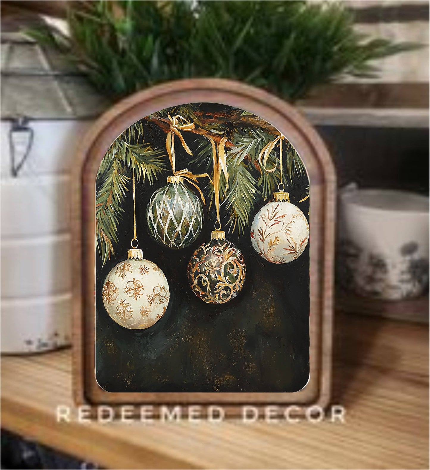 Arch Top Ornaments Framed Art  : 6x8"