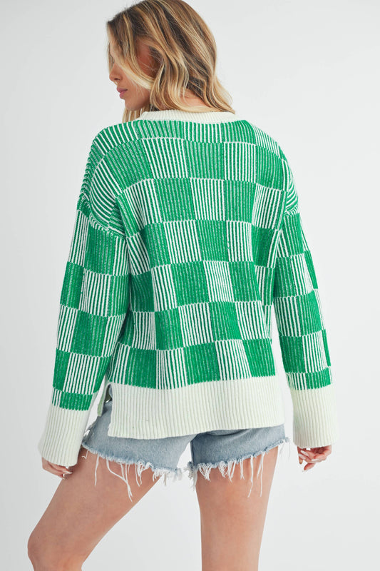 Catalina Check Sweater/Green