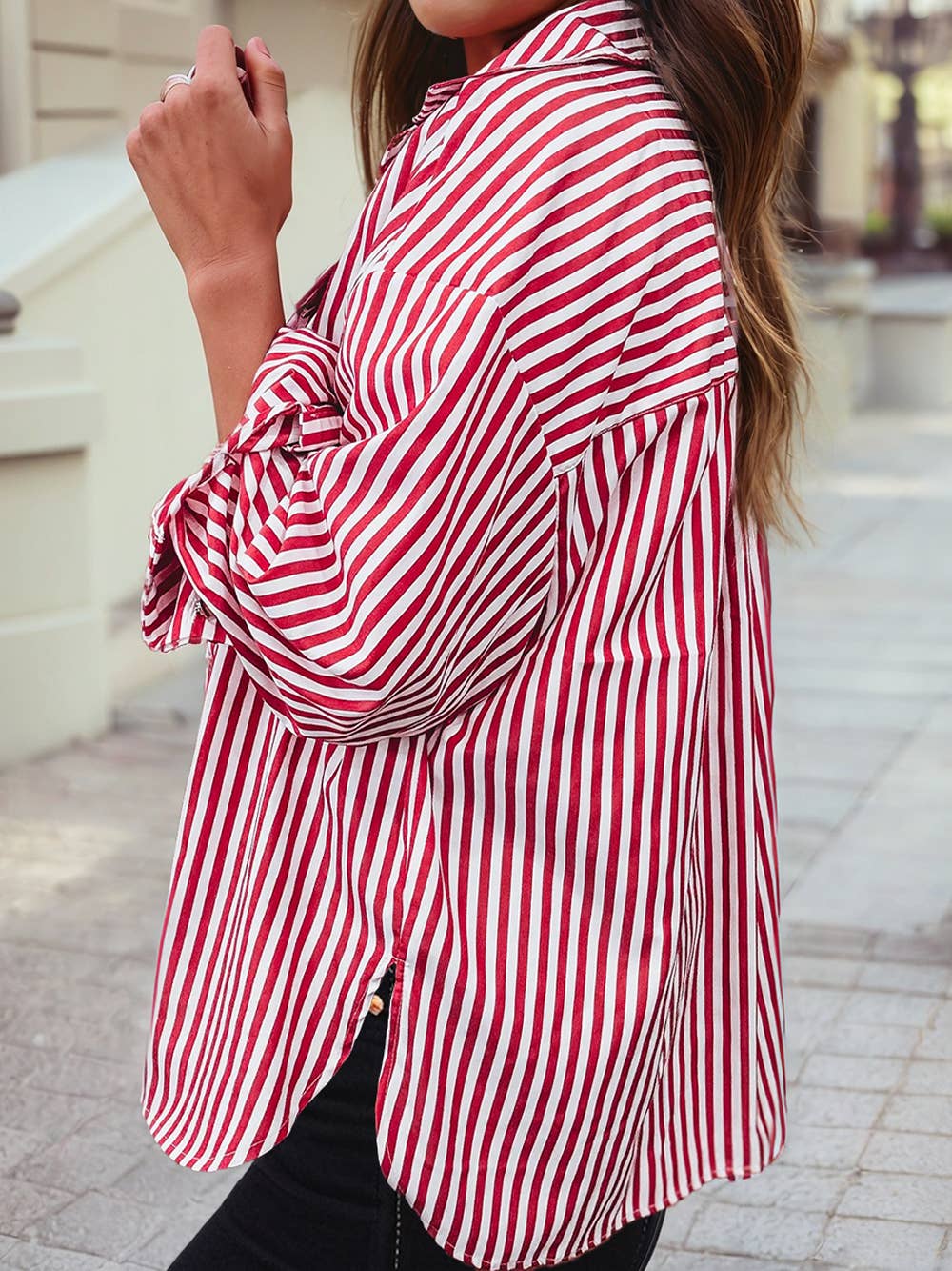 Red Stripe Button Up