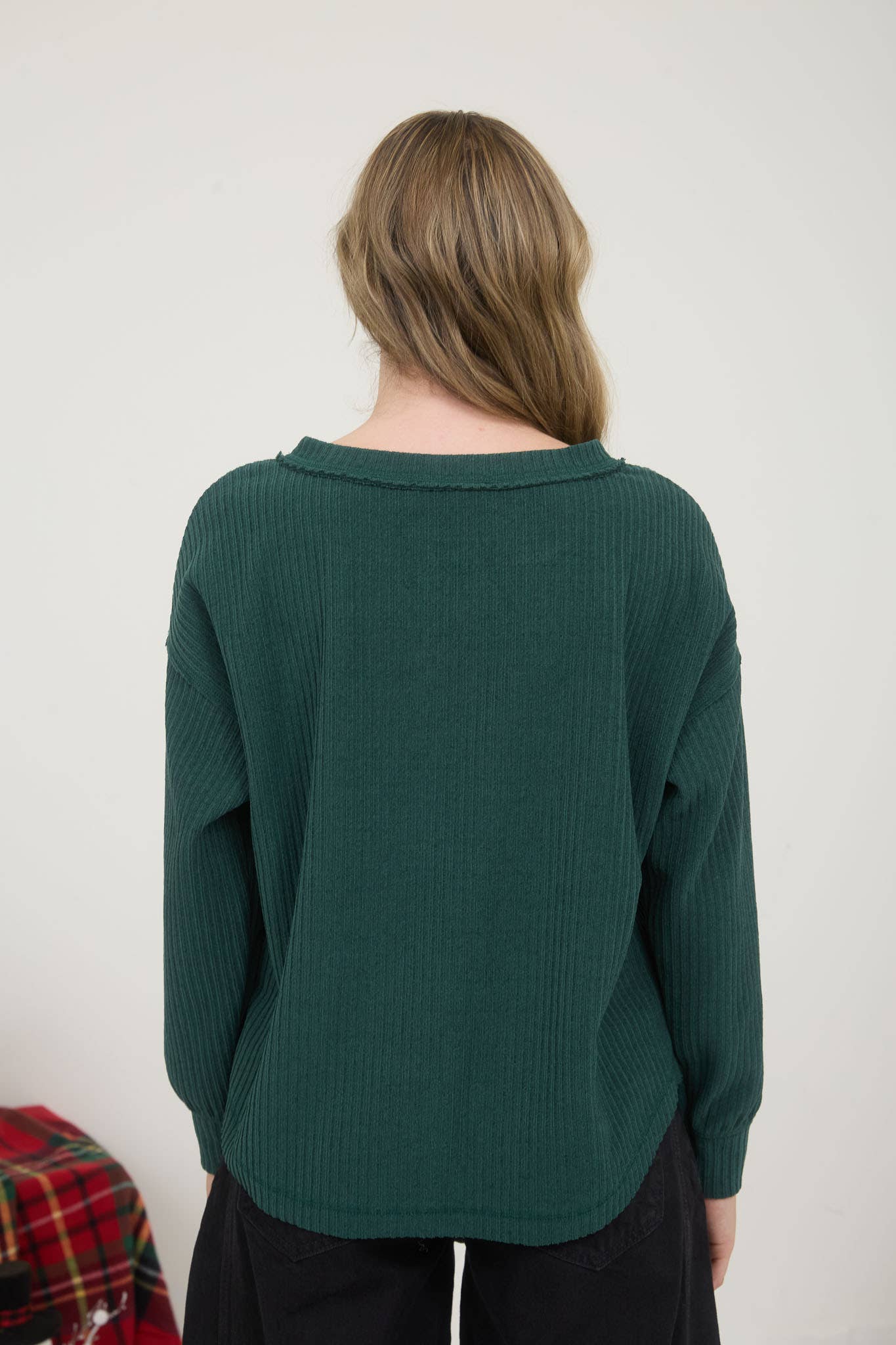 RIBBED HENLEY LONG SLEEVE/HUNTER GREEN