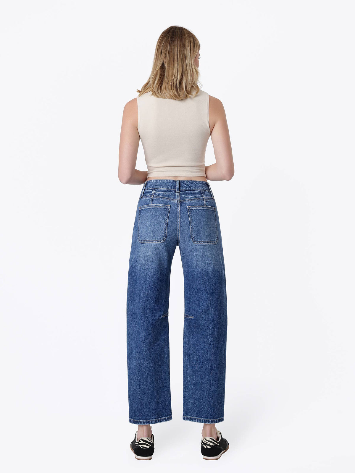 HIGH RISE DOUBLE POCKETS BARREL Jeans