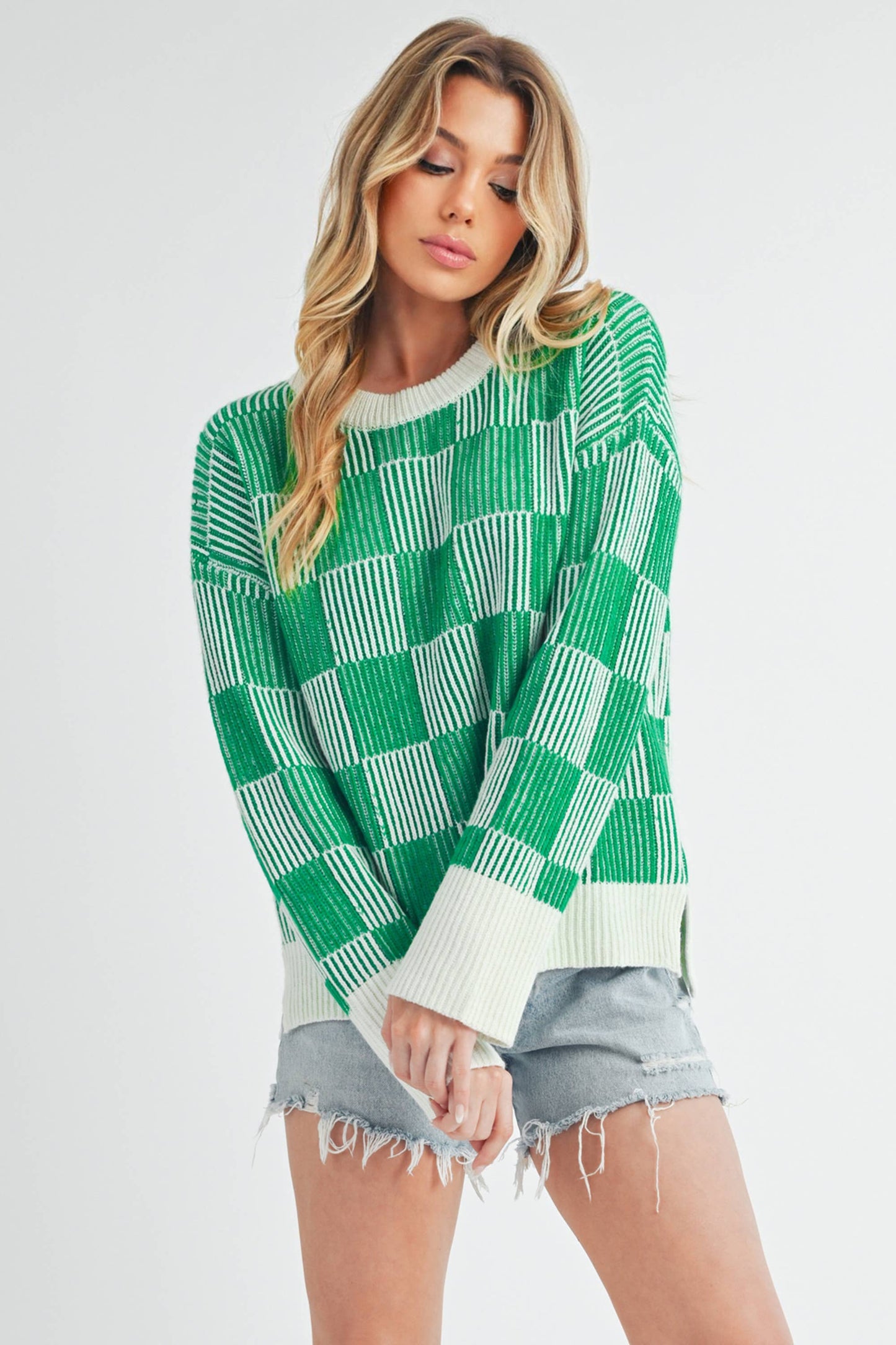 Catalina Check Sweater/Green