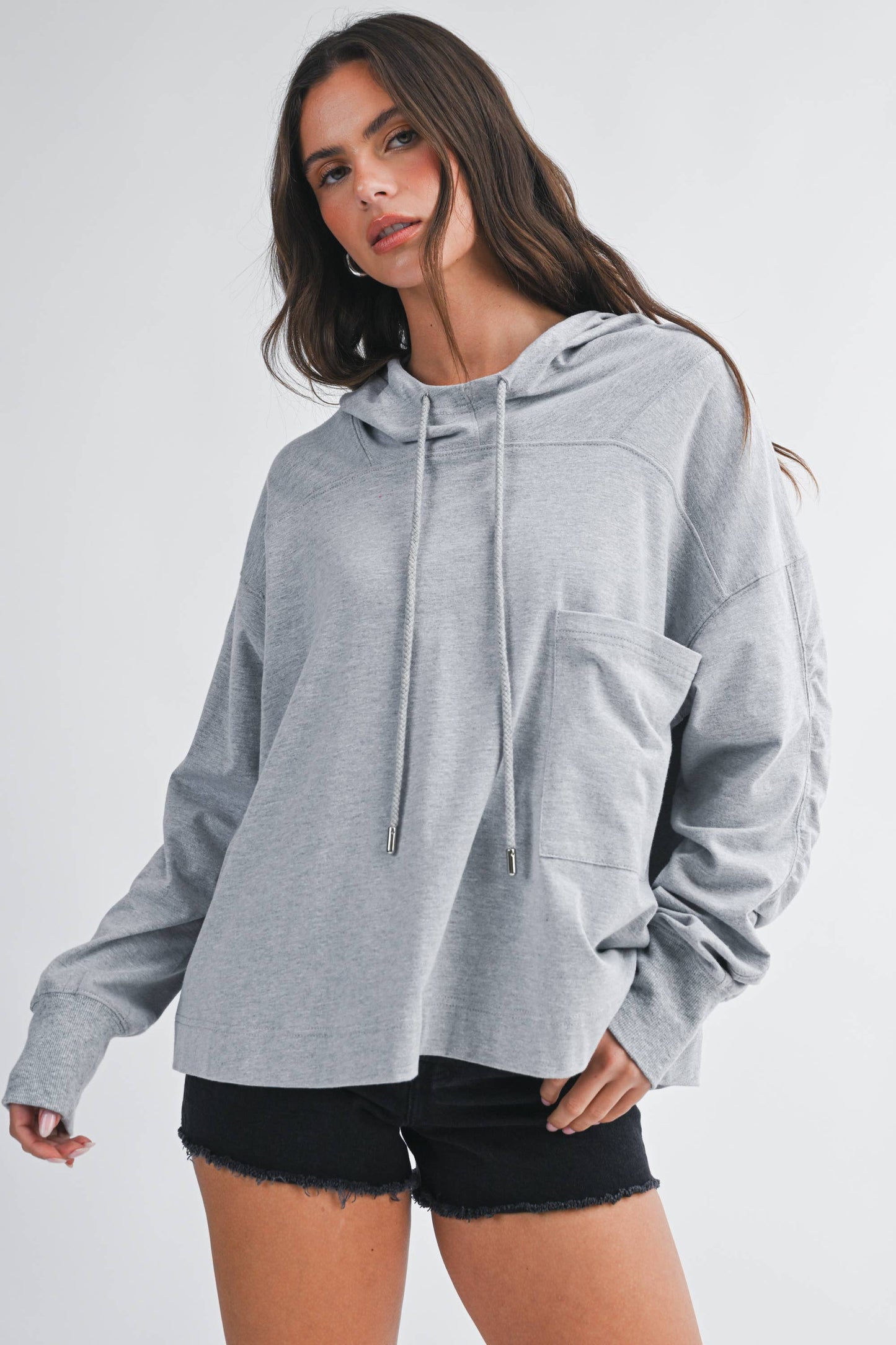 Relaxed Pocket Hoodie/Heather Gray