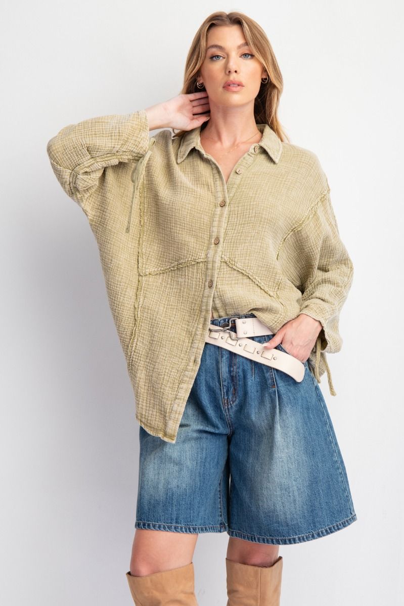 Gauze Tie Sleeve/Sage