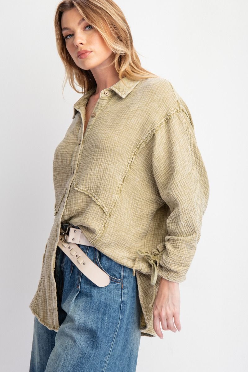 Gauze Tie Sleeve/Sage