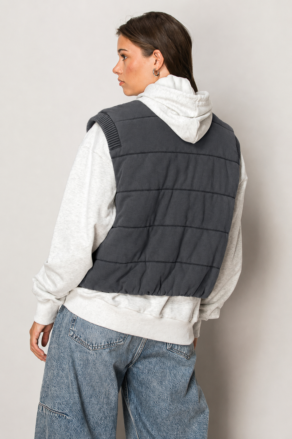 Mixed Media Patch Vest/Blk