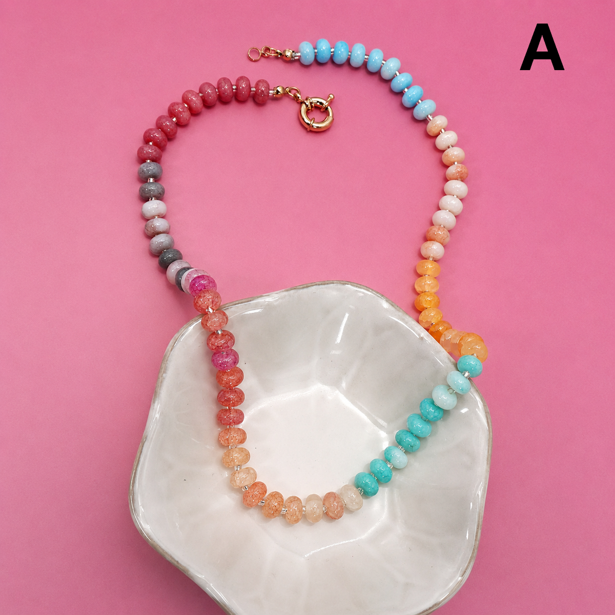 Glass Stone Mixed Necklace/Primary