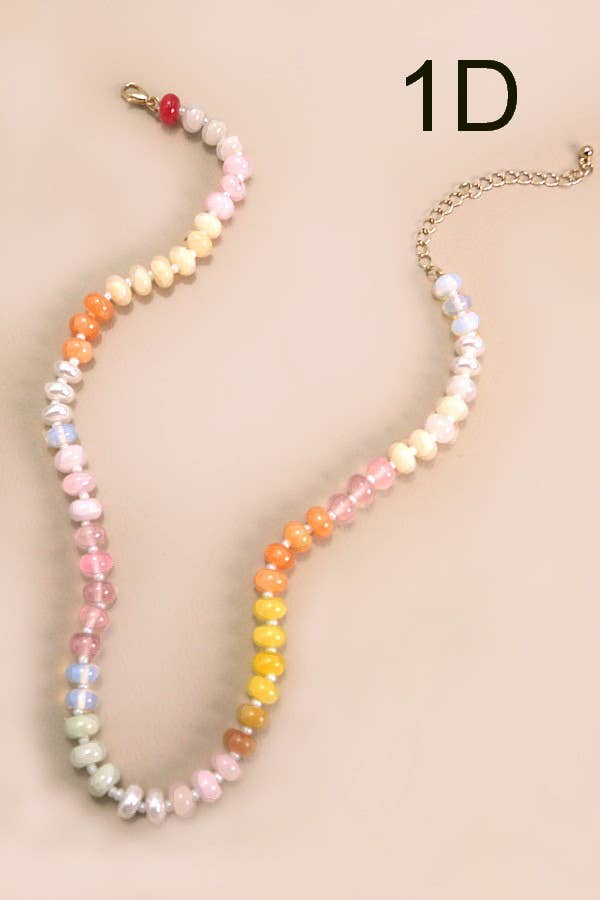 GLASS BEAD NECKLACE/Neutrals