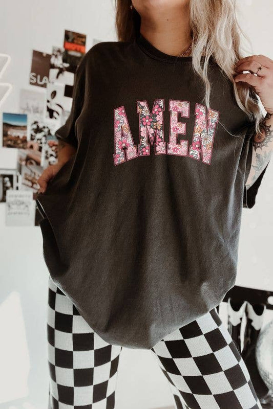 AMEN Floral Comfort Colors Tee