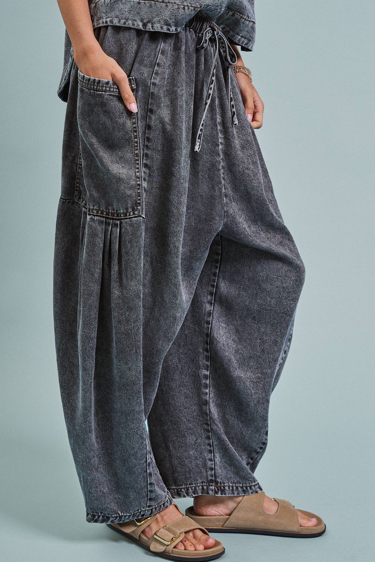 Utility Wide Leg Pants/Charcoal