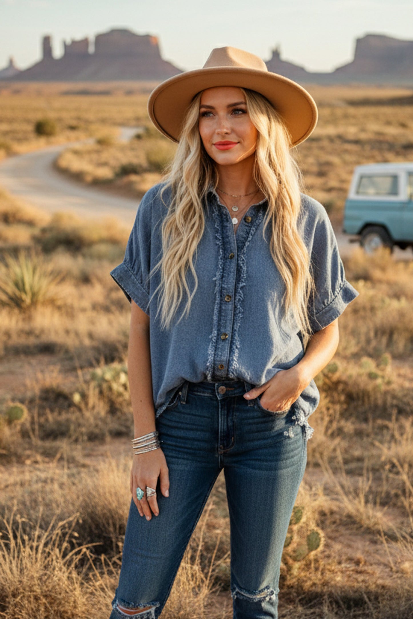 Frayed Denim Top