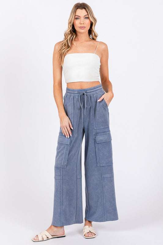 Mineral Washed Cargo Pants/Black