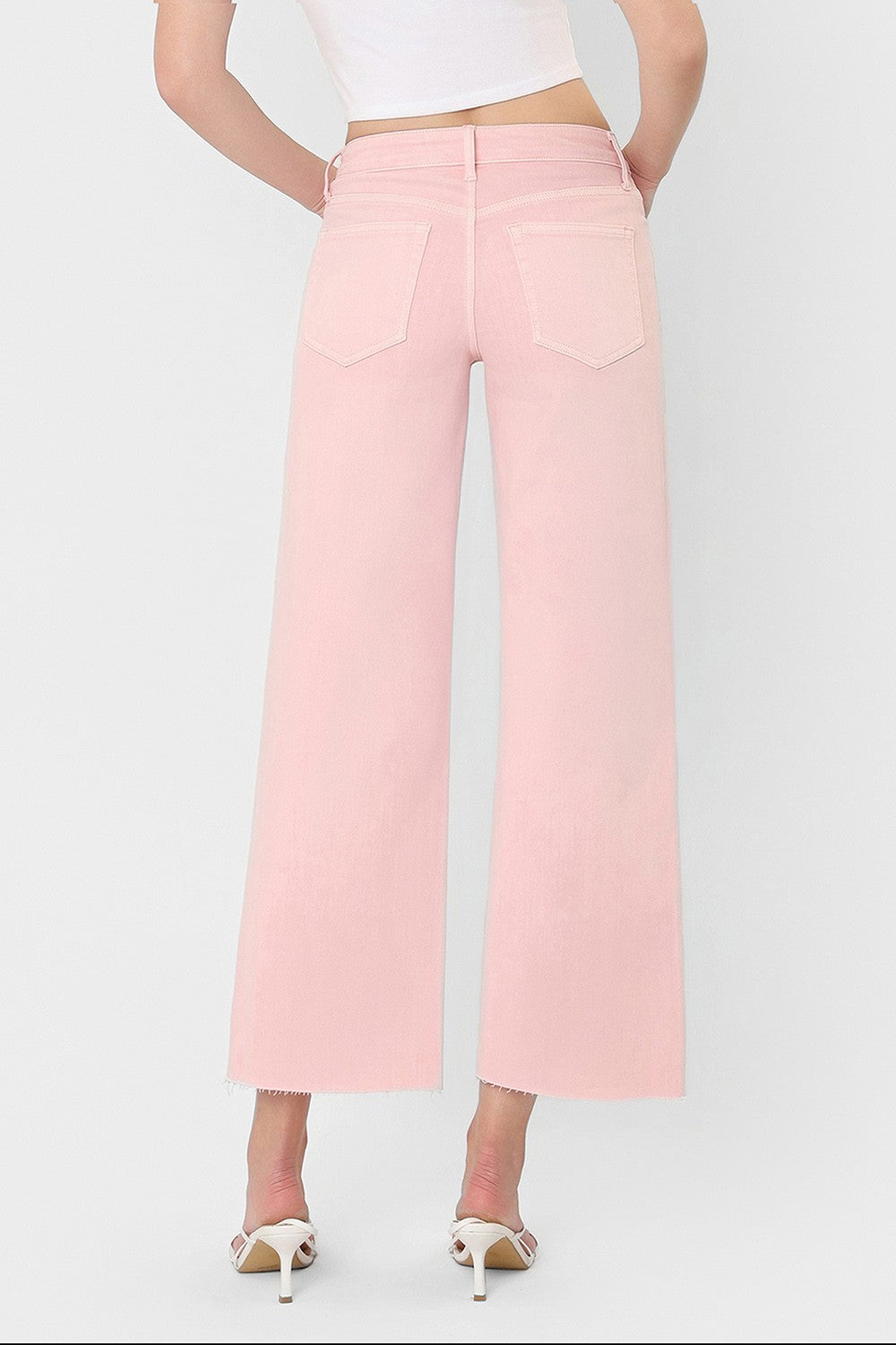 High Rise Wide leg Jean/Pale Rose