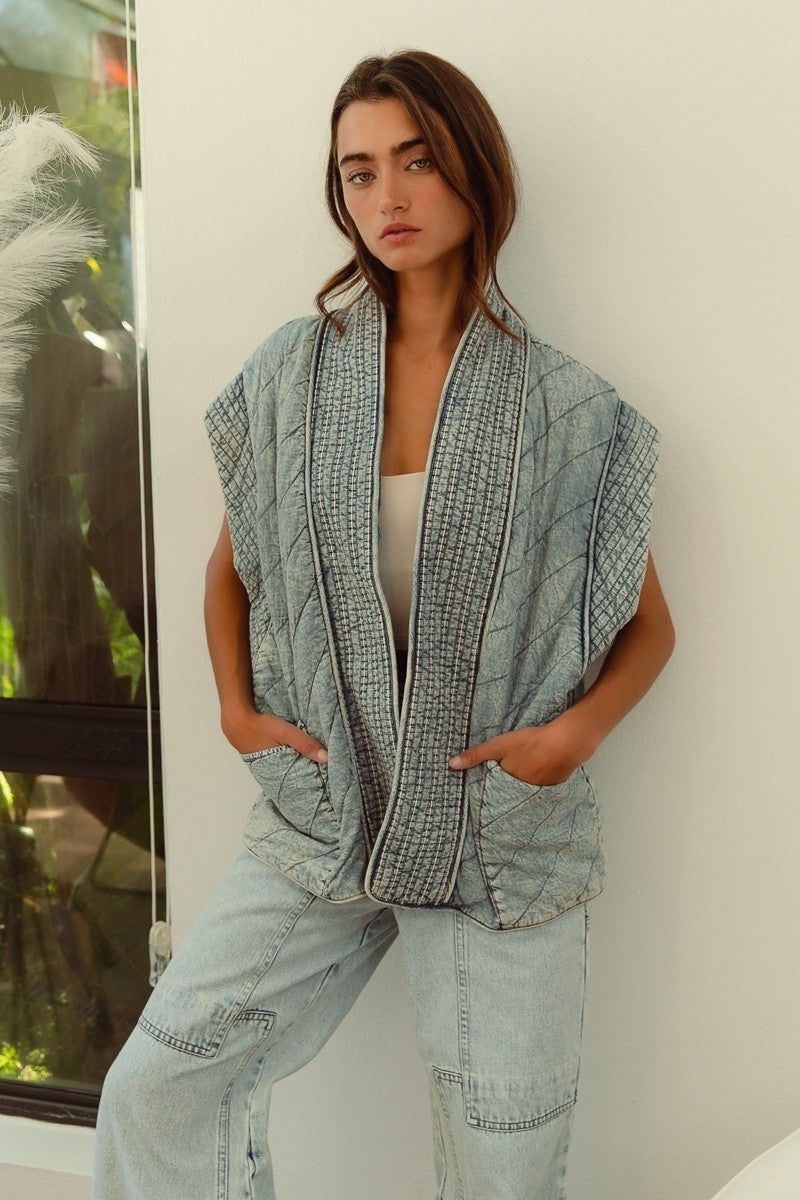 Quilted Chambray Vest
