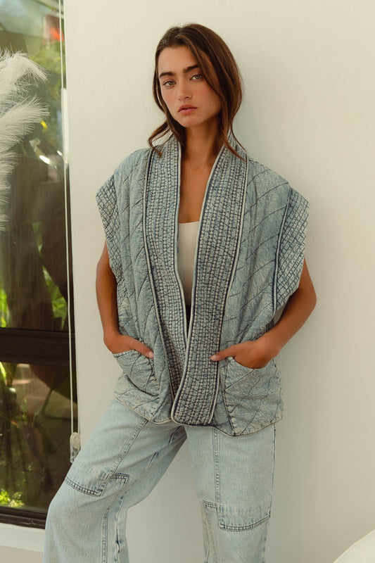 Quilted Chambray Vest