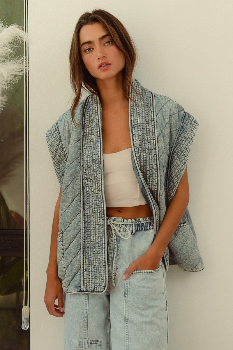Quilted Chambray Vest