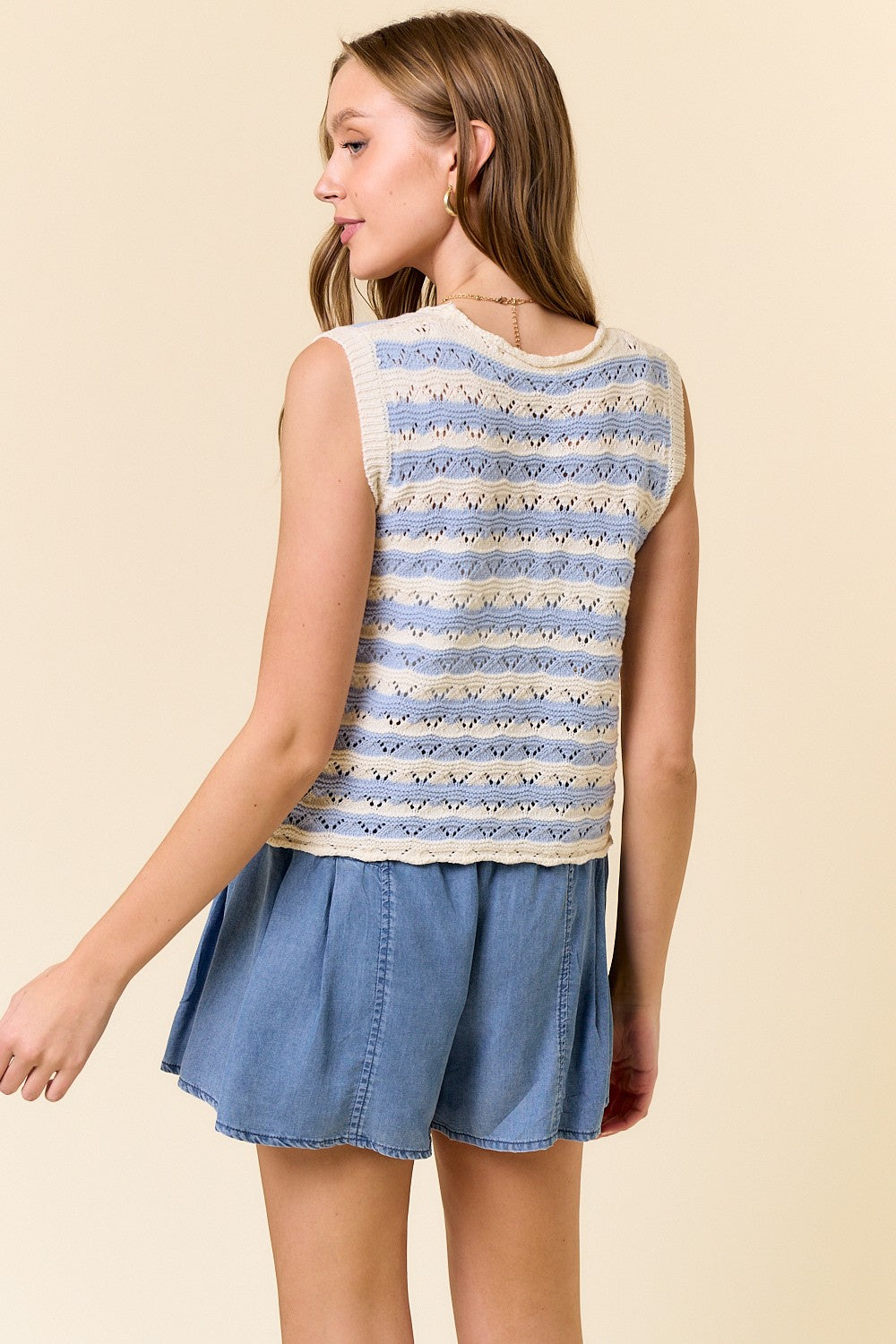 Striped Tie Front Vest