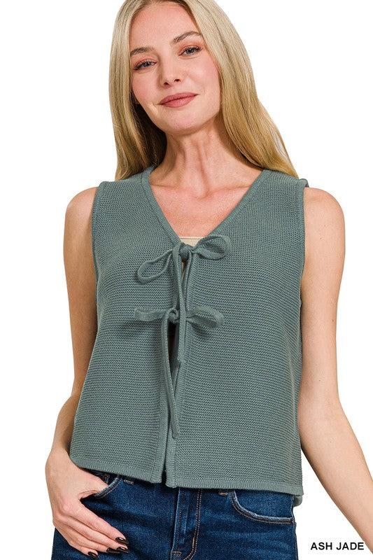 Front Tie Vest-Jade