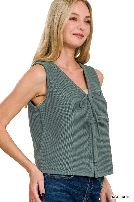 Front Tie Vest-Jade